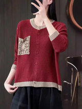 Hildrun | Damen Strickjacke Relaxed Fit – Rot