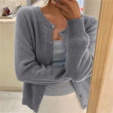 Hildvara | Damen Strickjacke mit Knopfleiste – Grau