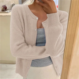 Hildvara | Damen Strickjacke mit Knopfleiste – Aprikose