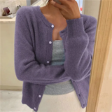Hildvara | Damen Strickjacke mit Knopfleiste – Lila
