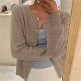 Hildvara | Damen Strickjacke mit Knopfleiste – Khaki