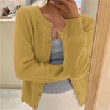 Hildvara | Damen Strickjacke mit Knopfleiste – Gelb