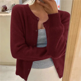 Hildvara | Damen Strickjacke mit Knopfleiste – Bordeaux