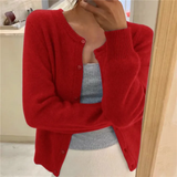 Hildvara | Damen Strickjacke mit Knopfleiste – Rot