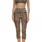 Hochtaillierte Damen Capri-Leggings mit Muster – Gelb