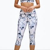 Hochtaillierte Damen Capri-Leggings mit Muster – Weiß