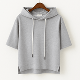 Hoodie Damen Oversized Kurzarm – Grau
