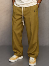 Hose Herren Weit Mit Bundfalte – Khaki