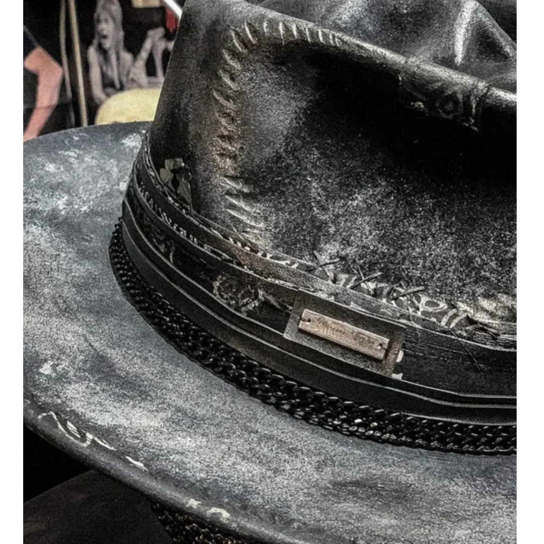 Schwarzer Vintage Hut Für Herren | Totenkopf