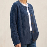 Ikra | Damen Strickjacke mit muster, Knöpfen – Marineblau