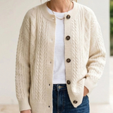 Ikra | Damen Strickjacke mit muster, Knöpfen – Beige