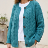 Ikra | Damen Strickjacke mit muster, Knöpfen – Blau