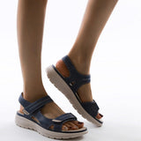 Ilona | Damen Plateau Sandale mit Klettverschluss – Blau