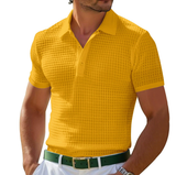 Theo | Herren Strukturierte Schmale Passform Polo-Shirt – Gelb