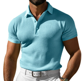 Theo | Herren Strukturierte Schmale Passform Polo-Shirt – Blau