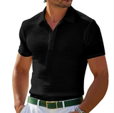 Theo | Herren Strukturierte Schmale Passform Polo-Shirt – Schwarz