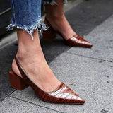 Orthopädische Pumps mit Blockabsatz für Damen | Fußgewölbestütze – Braun