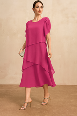 Emilia | Damen Weiches Klassisches Chiffon Kleid – Rosa