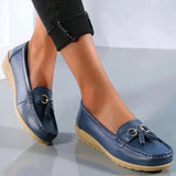 Orthopädische Leder-Loafer für Damen | Fußgewölbestütze – Dunkelblau
