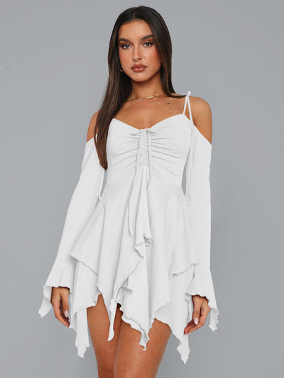 Schulterfreies Damen Sommerkleid Im Lagenlook | Mini