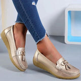 Orthopädische Leder-Loafer für Damen | Fußgewölbestütze – Gold