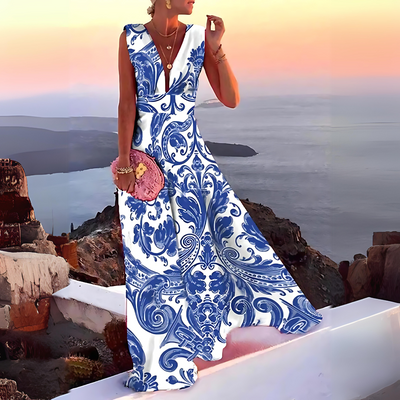 Samantha - Schickes und stilvolles ärmelloses bedrucktes Kleid für Frauen