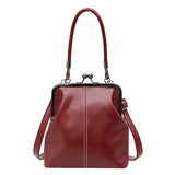 Farlina | Vintage-Schultertasche mit Bügelverschluss – Bordeauxrot