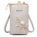 Josalie | Florale Umhängetasche mit zwei Handyfächern – Beige