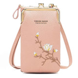 Josalie | Florale Umhängetasche mit zwei Handyfächern – Rosa