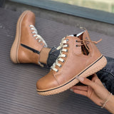 Chuoza | Schnürstiefeletten mit warmem Innenfutter – Beige