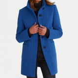Elanique - Taillierter Softtouch-Mantel – Blau