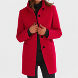 Elanique - Taillierter Softtouch-Mantel – Rot