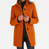 Elanique - Taillierter Softtouch-Mantel – Orange