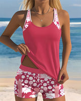Annie - Stilvolles Tankini-Badeanzug-Set mit Print für Damen – Rosa