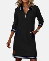 Clara | Damen Baumwollkleid elegant langarm – Schwarz