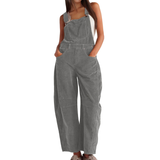 Imogen | Damen Latzhose Overall mit Weitem Bein – Grau