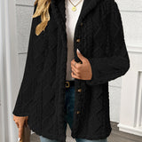 Ingvild | Damen Teddymantel Flauschiger Wintermantel – Schwarz