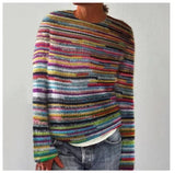 Irmela | Damen Strickpullover Nordisches Muster – Regenbogen