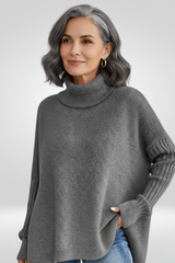 Irmtraud | Damen Rollkragenpullover Oversize Strickpullover – Grau