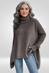 Irmtraud | Damen Rollkragenpullover Oversize Strickpullover – Braun