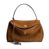 Isabella – Luxuriöse Schultertasche in Wildlederoptik – Braun