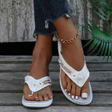 Isla – Elegante orthopädische Zehensandalen mit Schmuckdetails – Weiß
