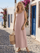 Ismera | Damen Midikleid Rundhals – Entspanntes Lässiges Sommerkleid Alltag 2026 – Rosa