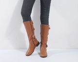 Isolde | Damen Kniehohe Stiefel mit Schnallen – Braun