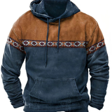 Jannik | Herren Hoodie mit Muster und Kordelzug – Blau