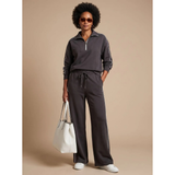 Jara | Damen Jogginganzug mit Oberteil und Hose im Weiten Schnitt – Grau