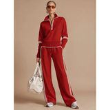 Jara | Damen Jogginganzug mit Oberteil und Hose im Weiten Schnitt – Rot
