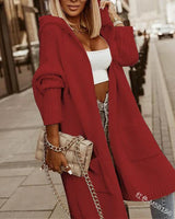 Nina | Offener Strickmantel mit modernem Schnitt – Rot