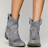 Jasmina | Damen Orthopädische Stiefeletten aus Wildleder mit Western Stil und  Absatz – Grau