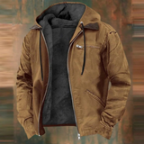 Jasper | Herren Winterjacke mit Fleece, Kapuze und Reißverschluss für Outdoor – Braun